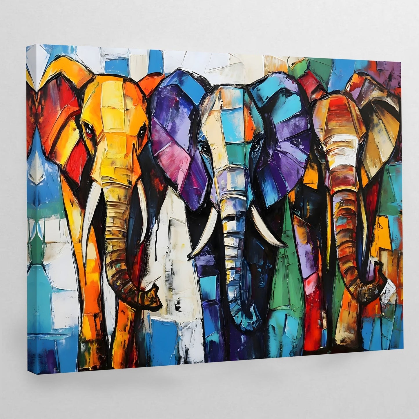 Cubism Elephant Wall Art - The Trendy Art