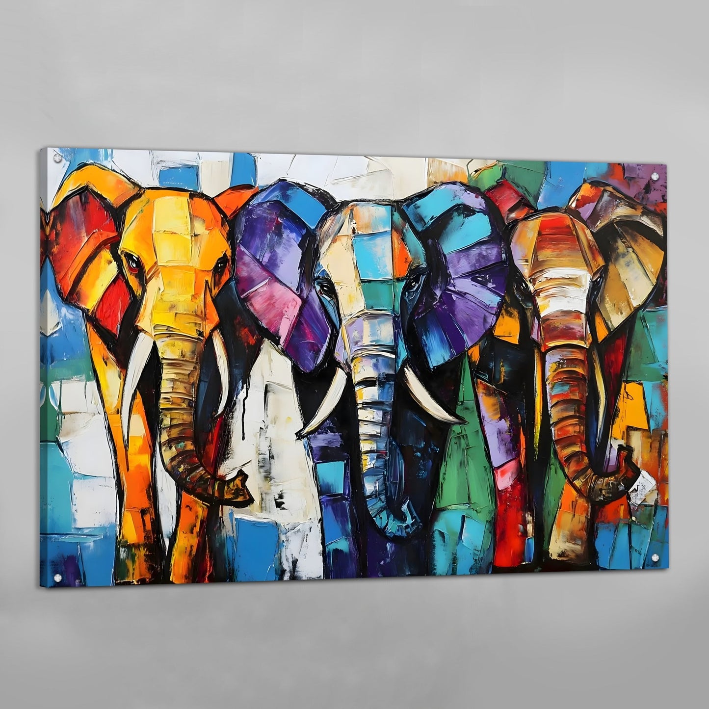 Cubism Elephant Wall Art - The Trendy Art