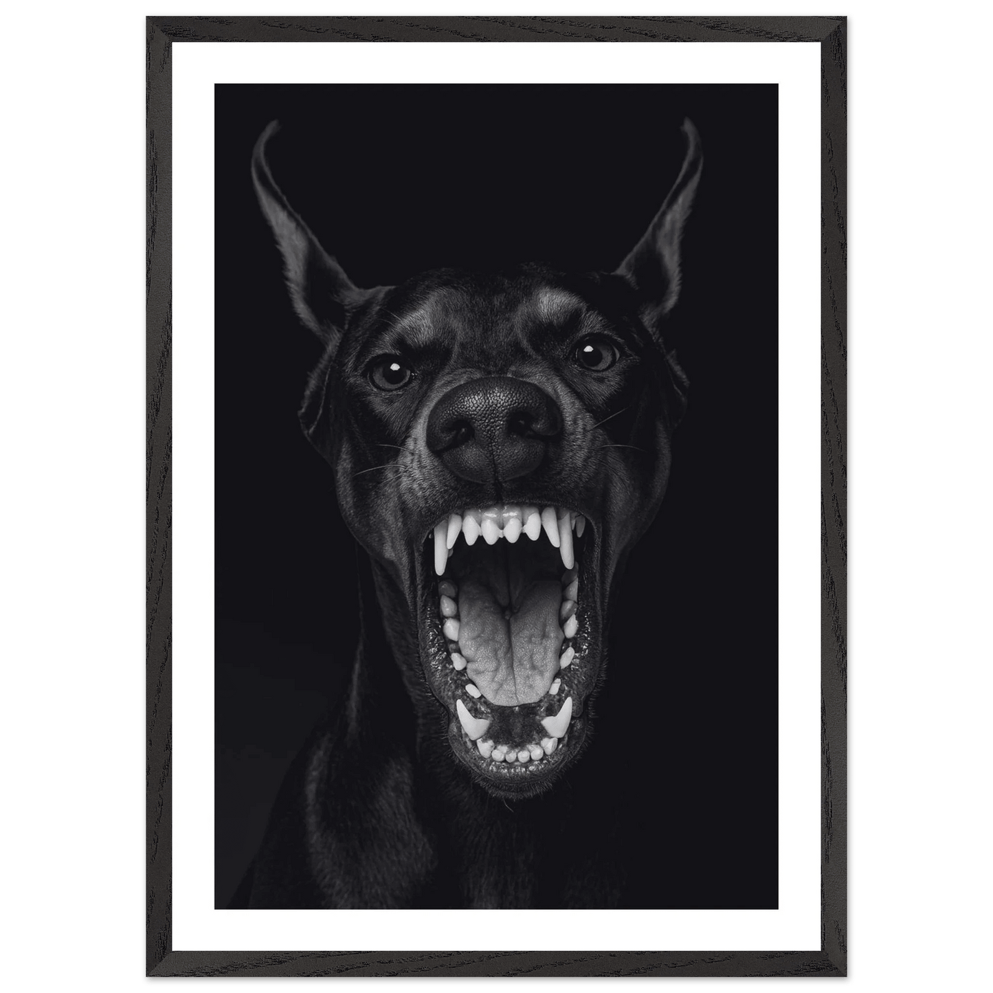 Doberman Portrait Black and White Wall Art - The Trendy Art