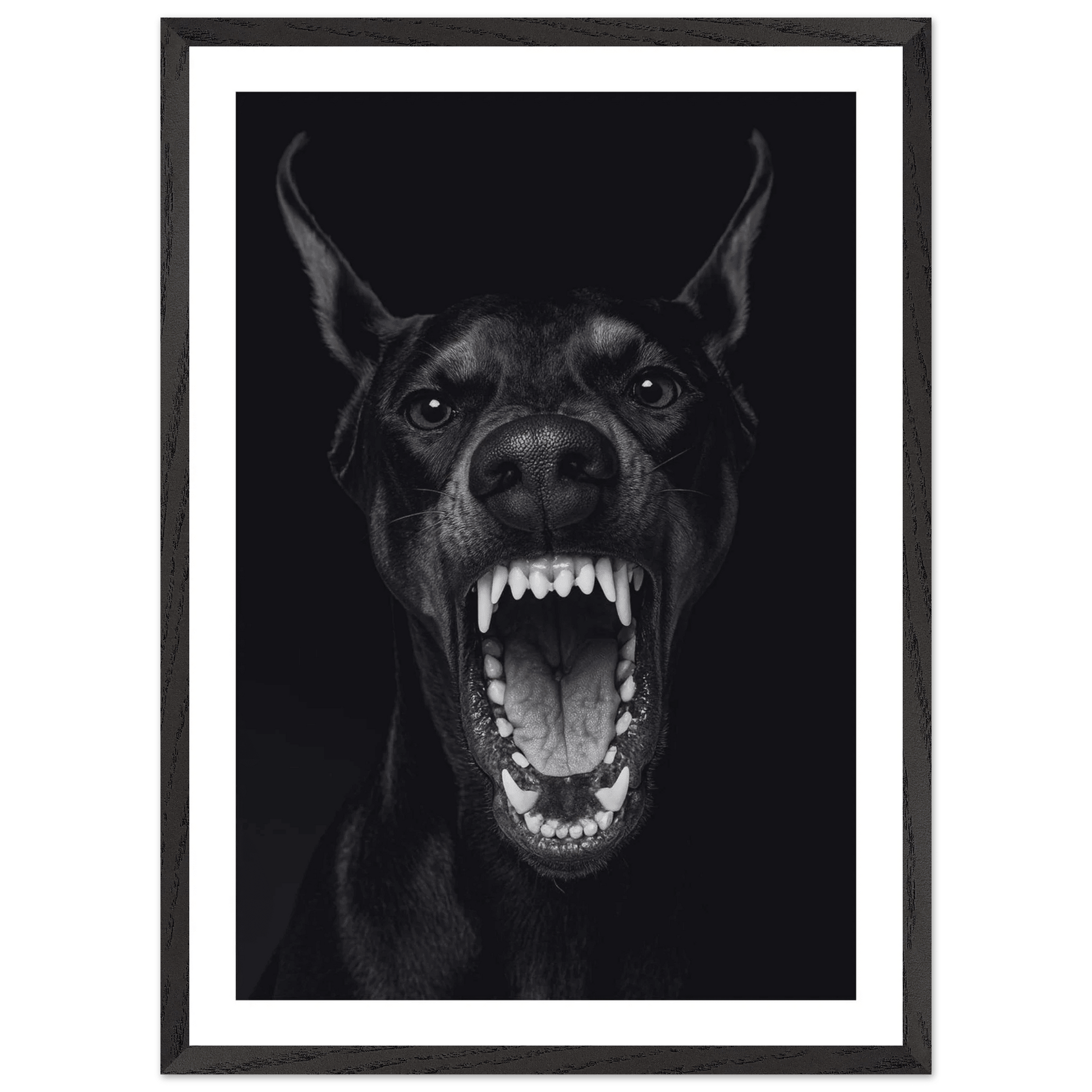 Doberman Portrait Black and White Wall Art - The Trendy Art
