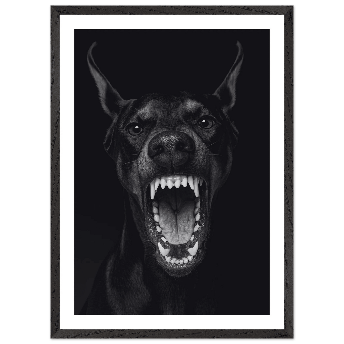 Doberman Portrait Black and White Wall Art - The Trendy Art