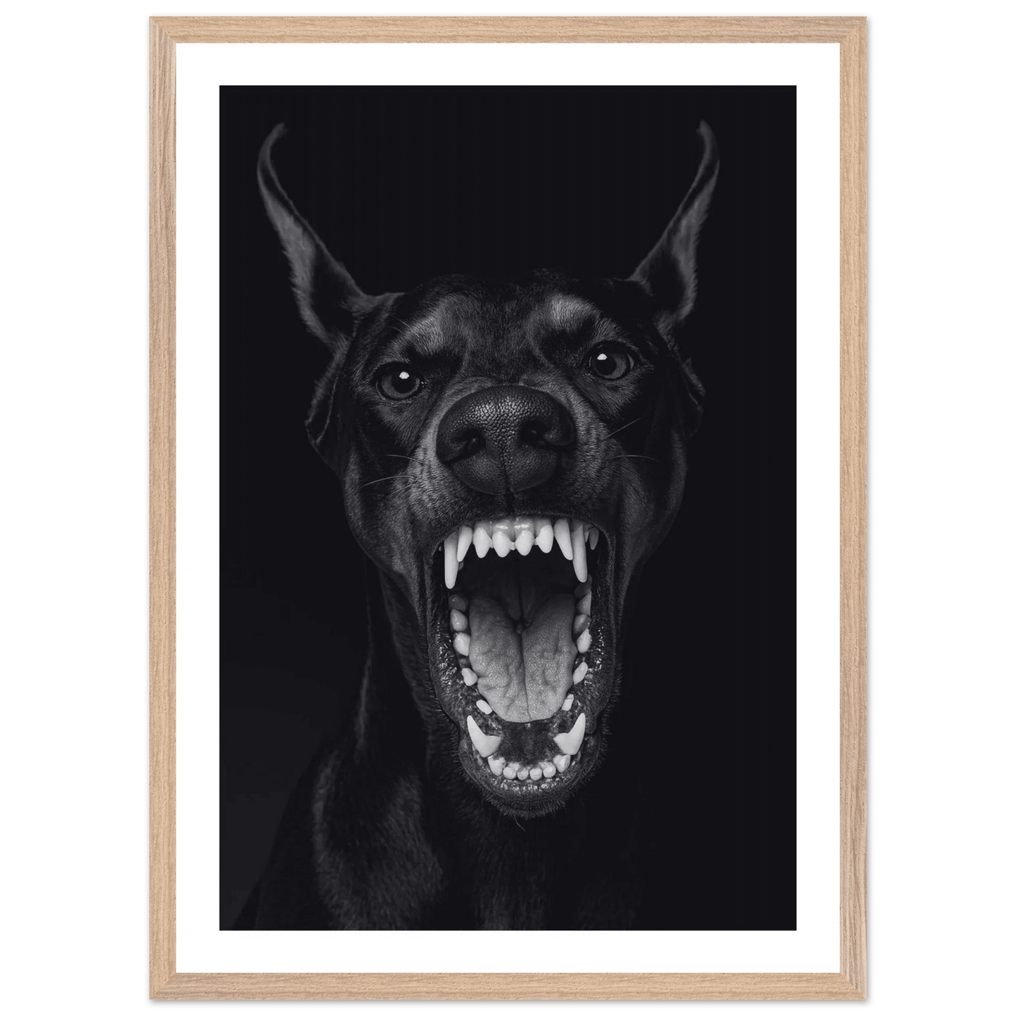 Doberman Portrait Black and White Wall Art - The Trendy Art