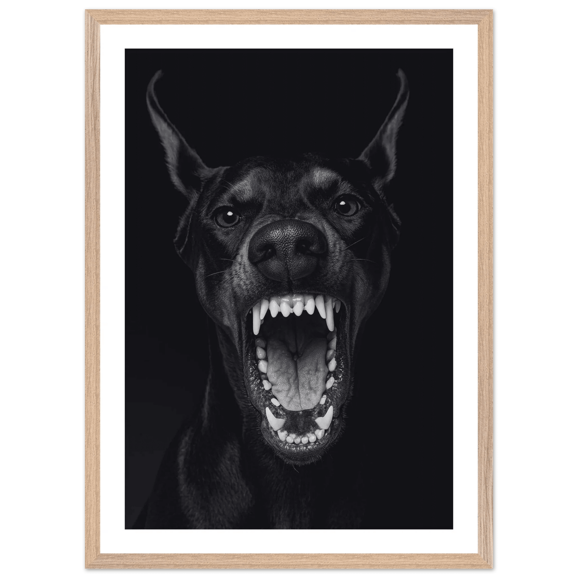Doberman Portrait Black and White Wall Art - The Trendy Art