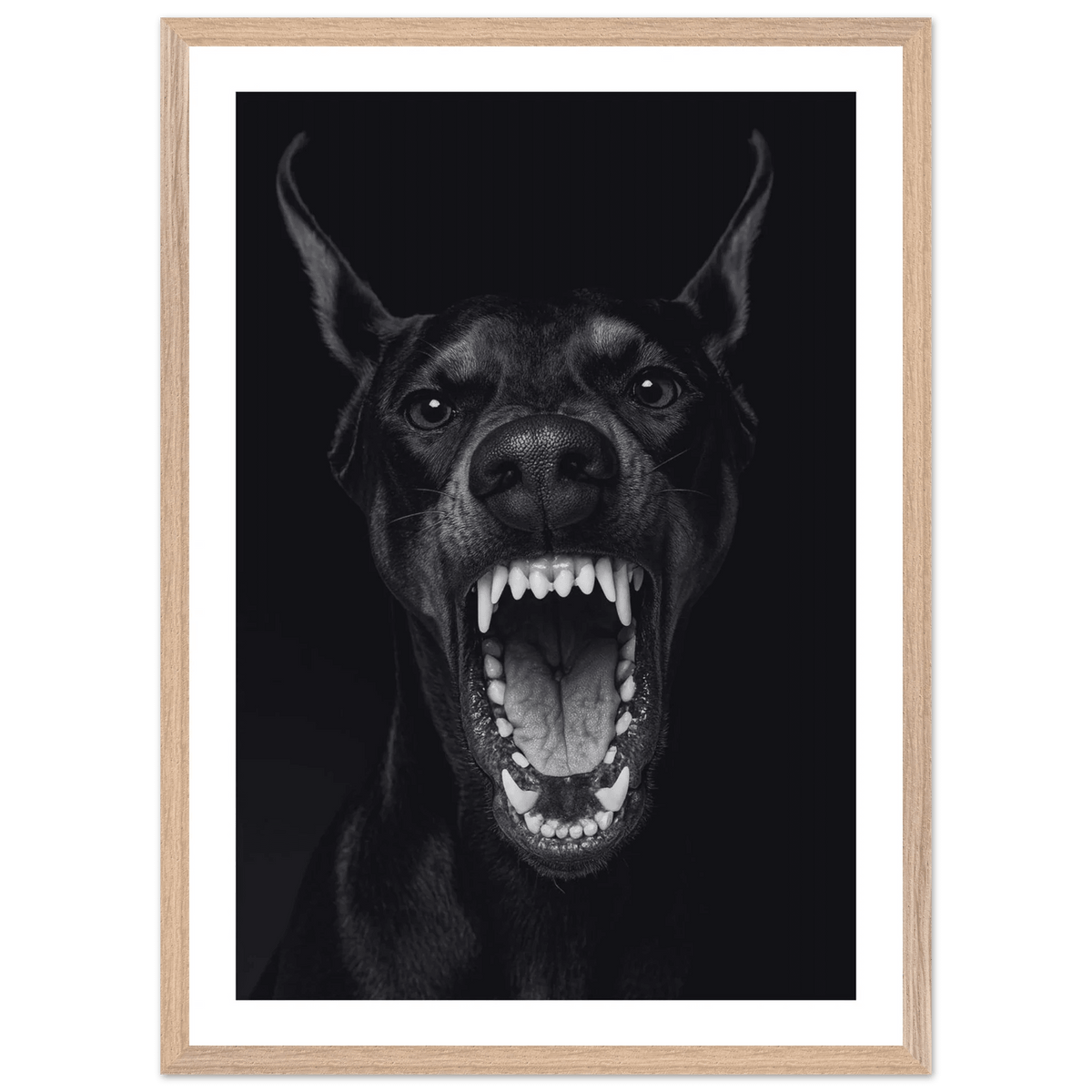 Doberman Portrait Black and White Wall Art - The Trendy Art