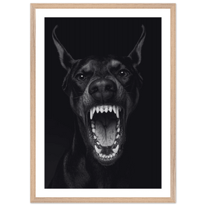 Doberman Portrait Black and White Wall Art - The Trendy Art