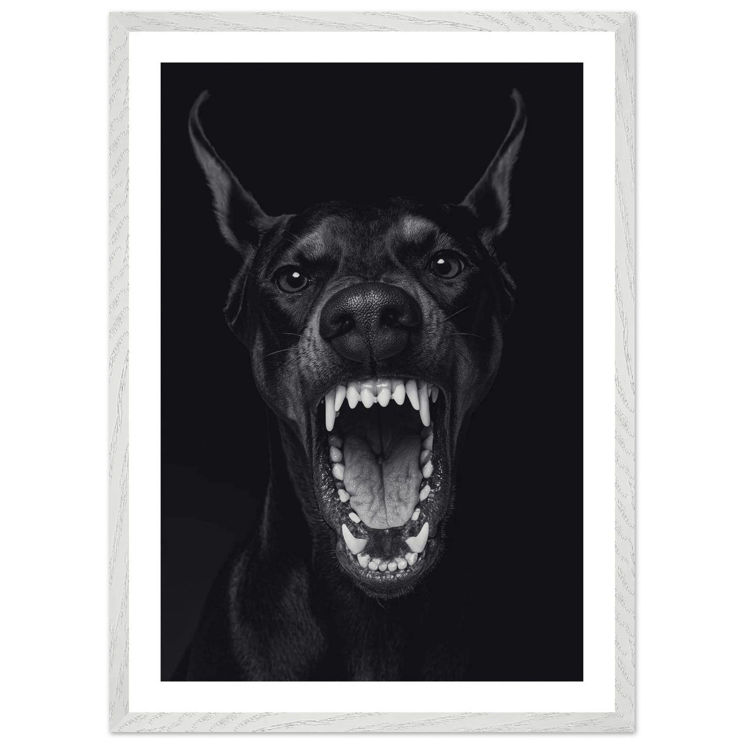 Doberman Portrait Black and White Wall Art - The Trendy Art