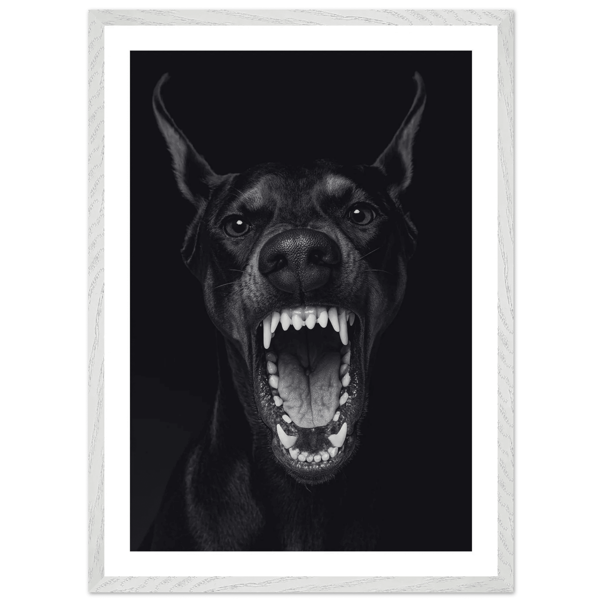 Doberman Portrait Black and White Wall Art - The Trendy Art