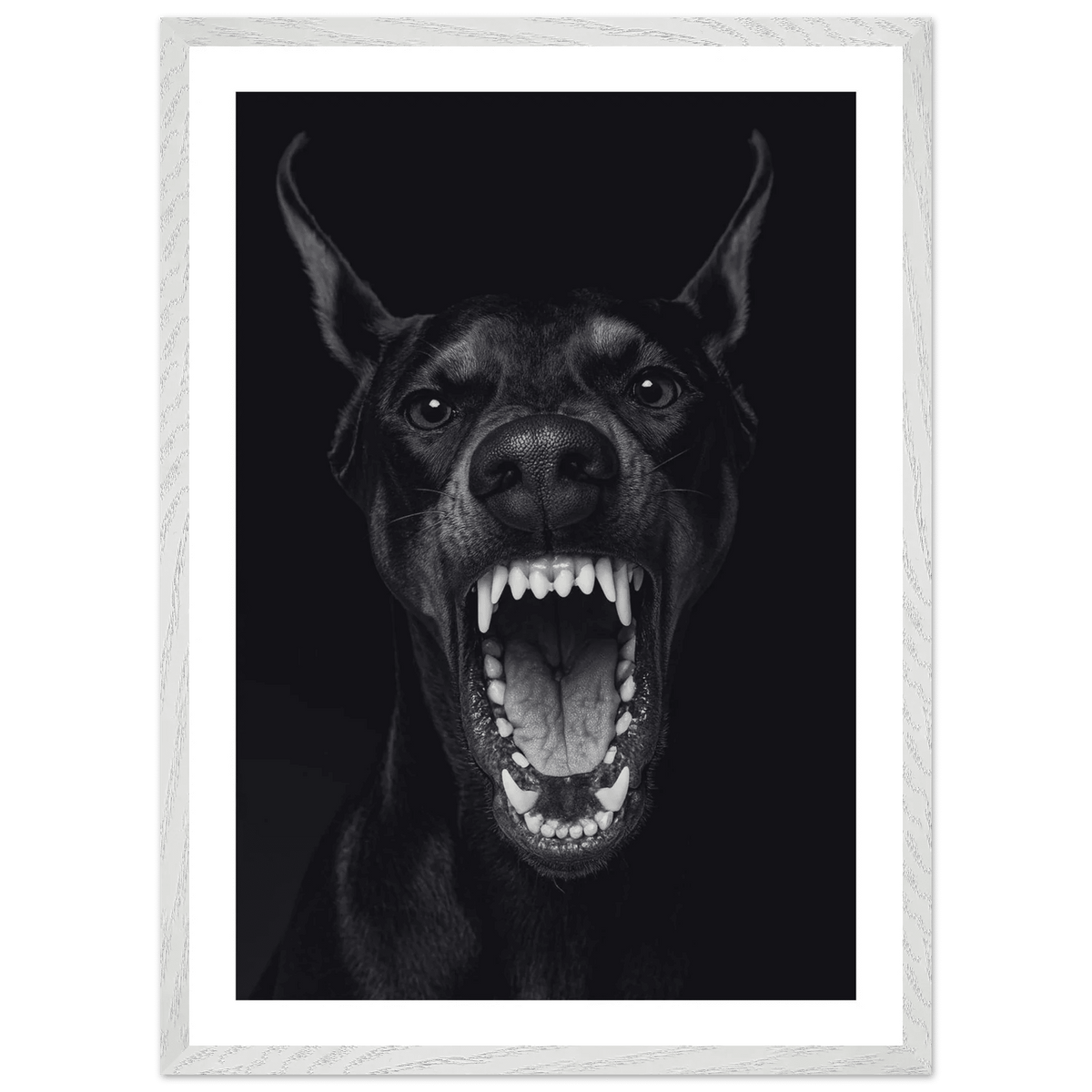 Doberman Portrait Black and White Wall Art - The Trendy Art