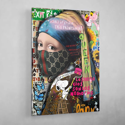 Girl With A Pearl Earring Gangster Graffiti Wall Art - The Trendy Art