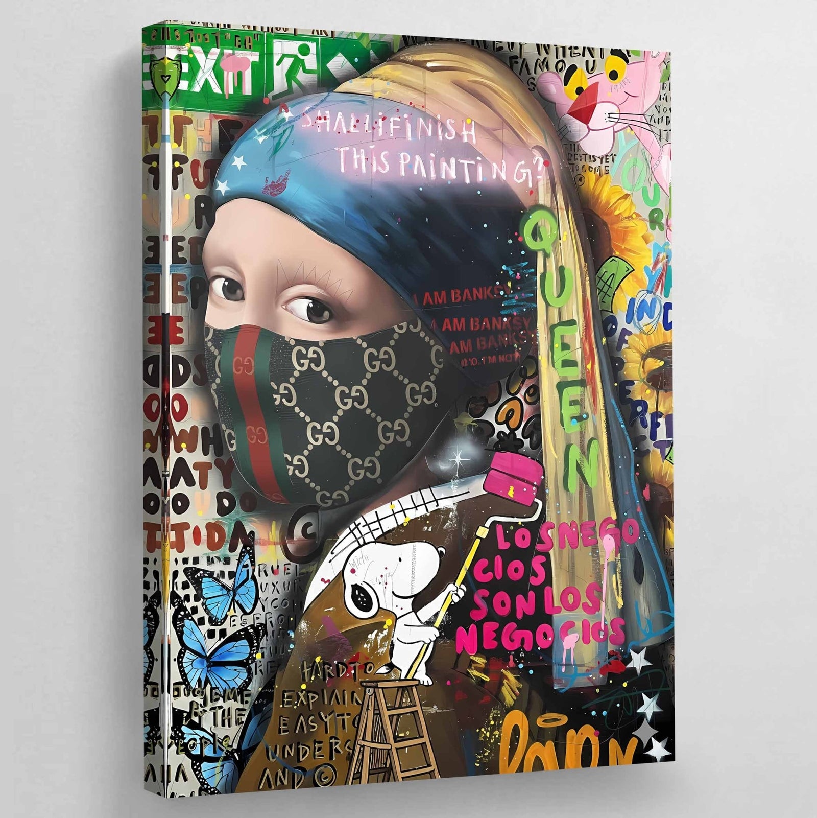 Girl With A Pearl Earring Gangster Graffiti Wall Art - The Trendy Art