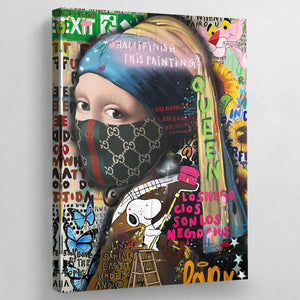 Girl With A Pearl Earring Gangster Graffiti Wall Art - The Trendy Art