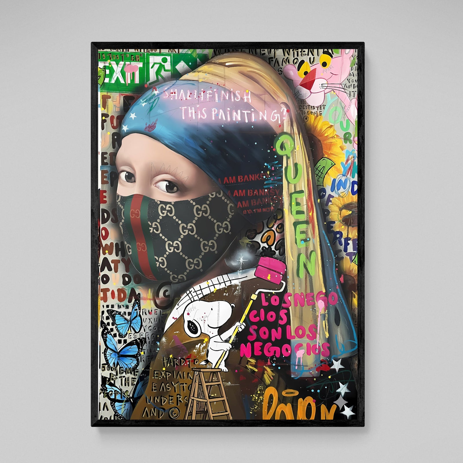 Girl With A Pearl Earring Gangster Graffiti Wall Art - The Trendy Art
