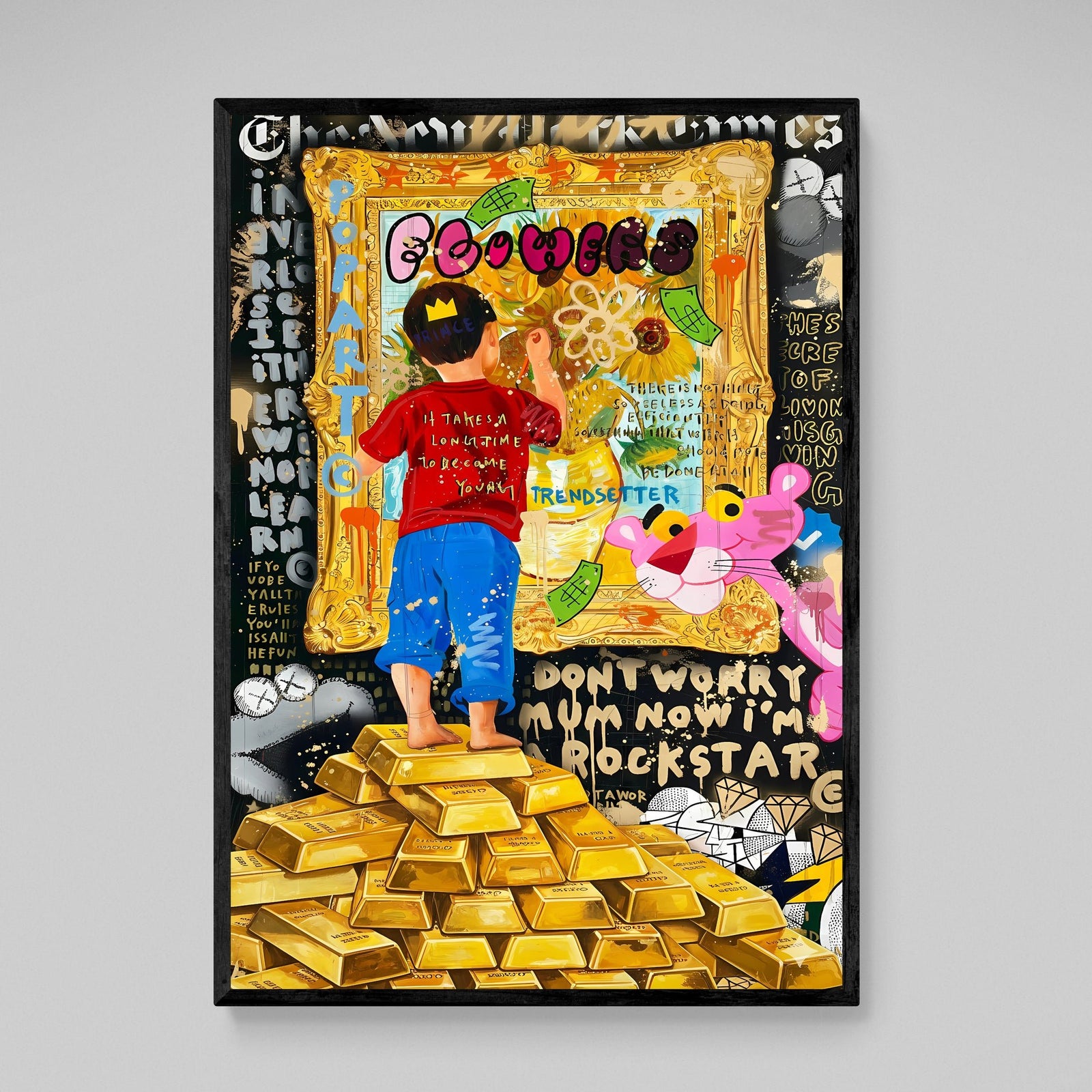 Gold Bars Graffiti Wall Art - The Trendy Art