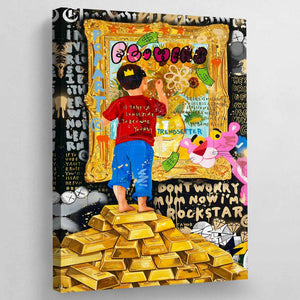 Gold Bars Graffiti Wall Art - The Trendy Art