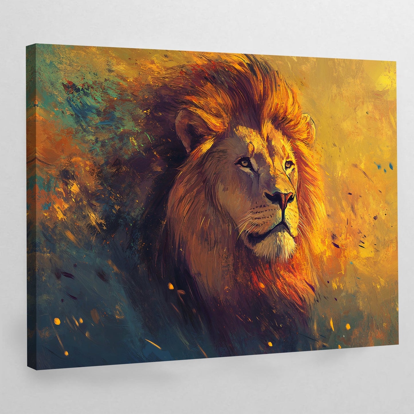 Golden Lion Wall Art - The Trendy Art