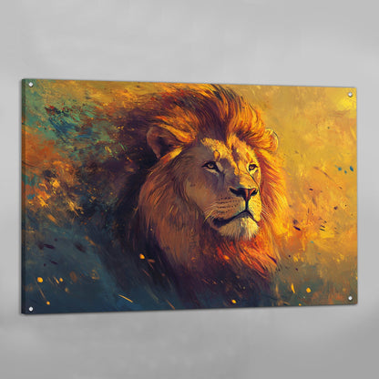 Golden Lion Wall Art - The Trendy Art