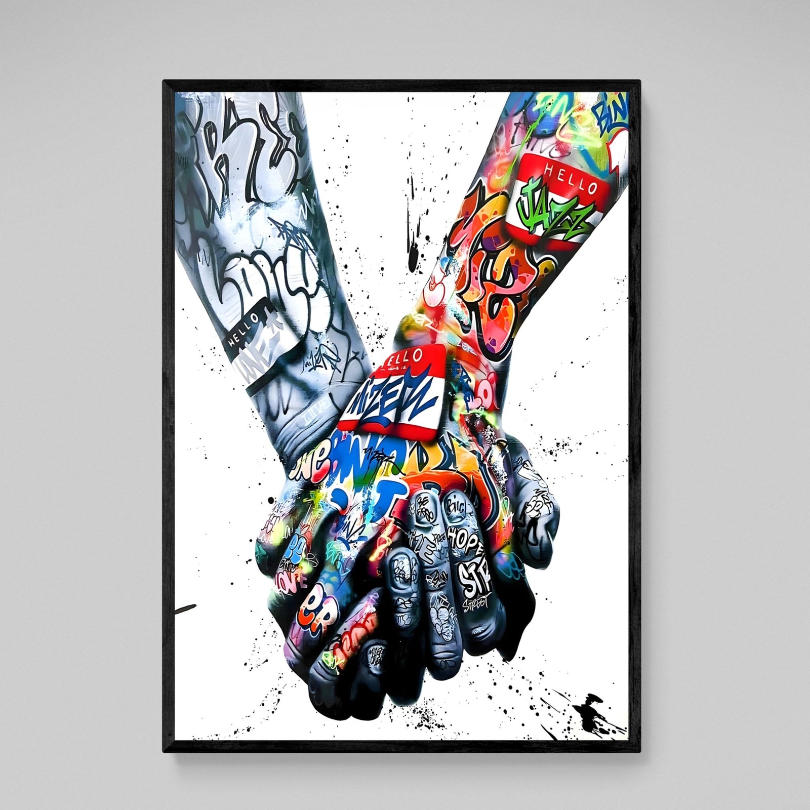 Hands Holding Graffiti Wall Art - The Trendy Art
