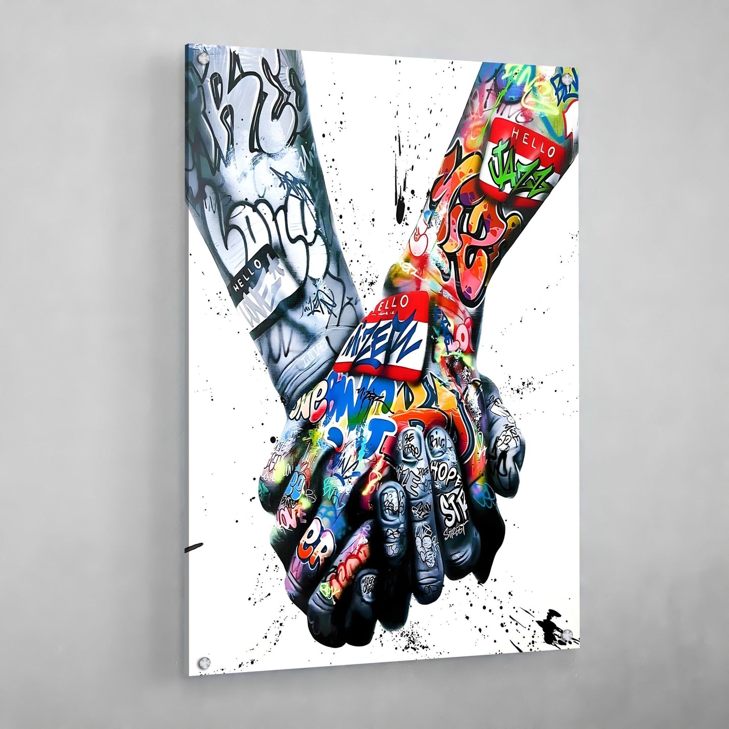 Hands Holding Graffiti Wall Art - The Trendy Art