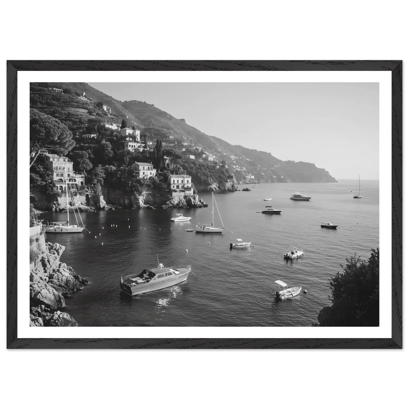 Italian Riviera Black and White Wall Art - The Trendy Art