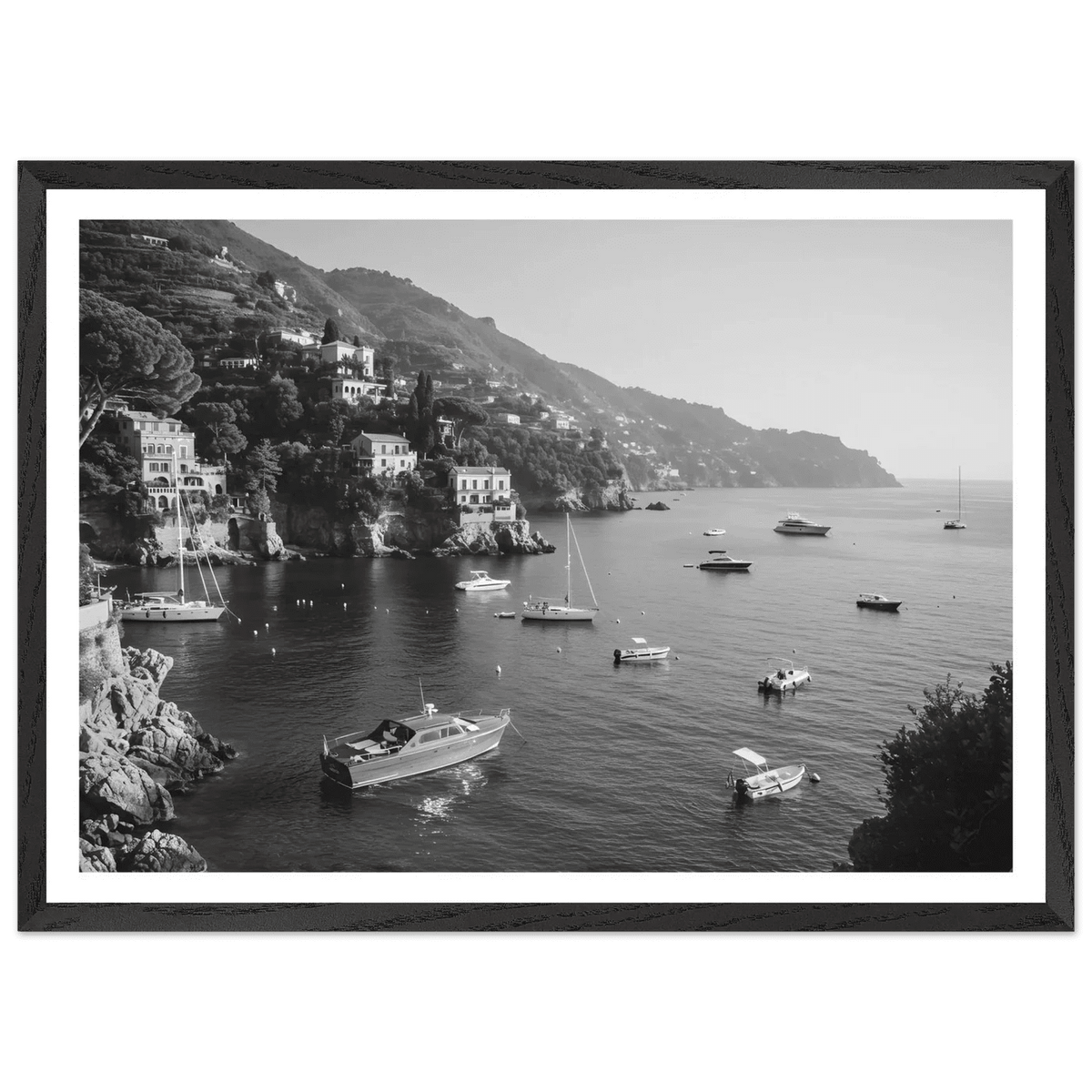 Italian Riviera Black and White Wall Art - The Trendy Art