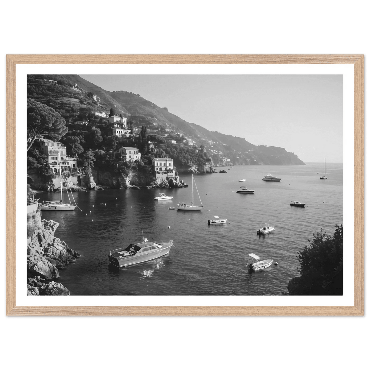 Italian Riviera Black and White Wall Art - The Trendy Art