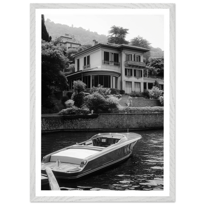 Lake Como Luxury Villa Black and White Wall Art - The Trendy Art