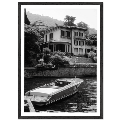 Lake Como Luxury Villa Black and White Wall Art - The Trendy Art