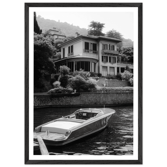 Lake Como Luxury Villa Black and White Wall Art - The Trendy Art
