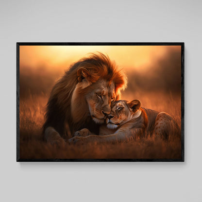 Lion Couple Wall Art - The Trendy Art