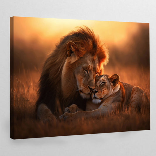 Lion Couple Wall Art - The Trendy Art