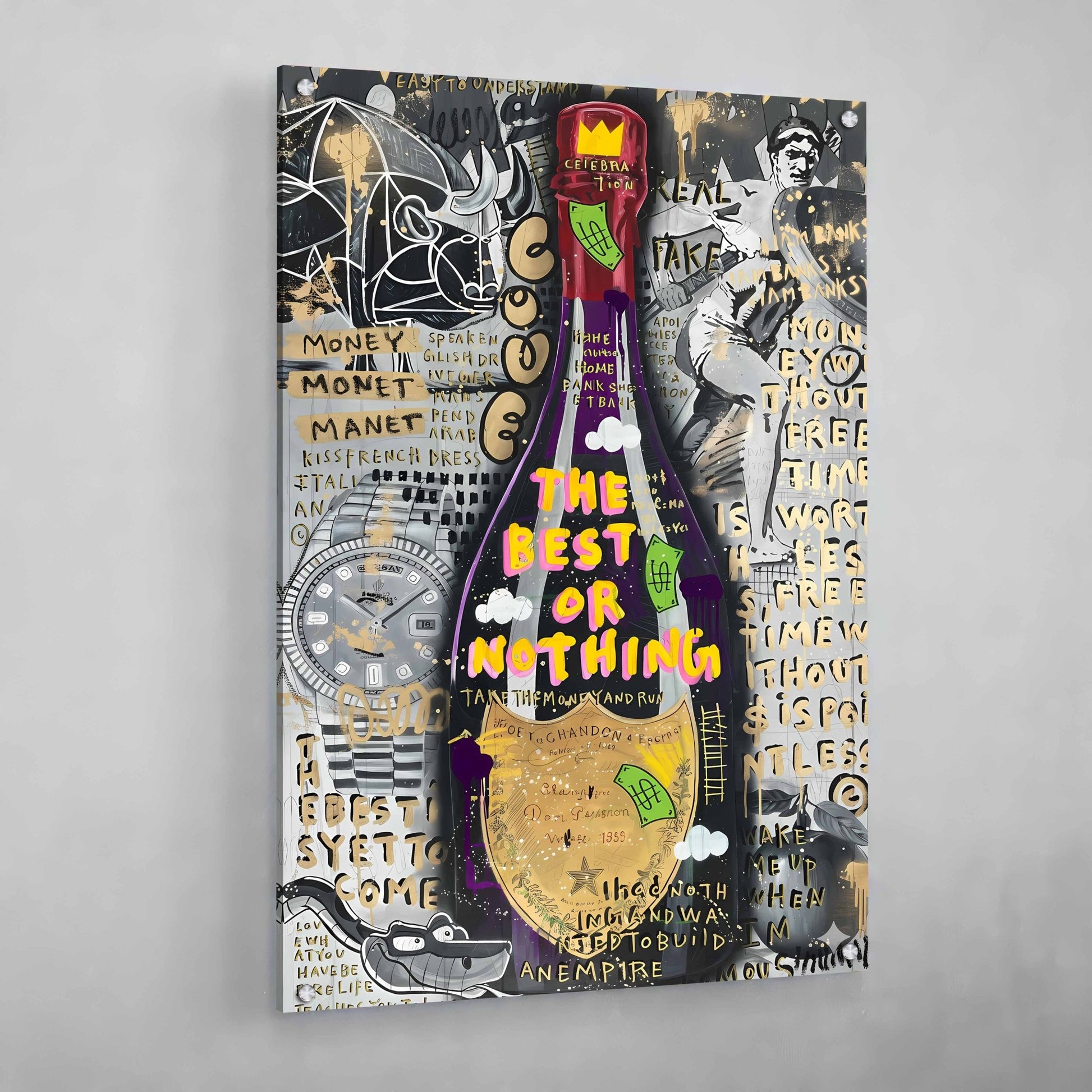 Luxury Champagne Graffiti Wall Art - The Trendy Art