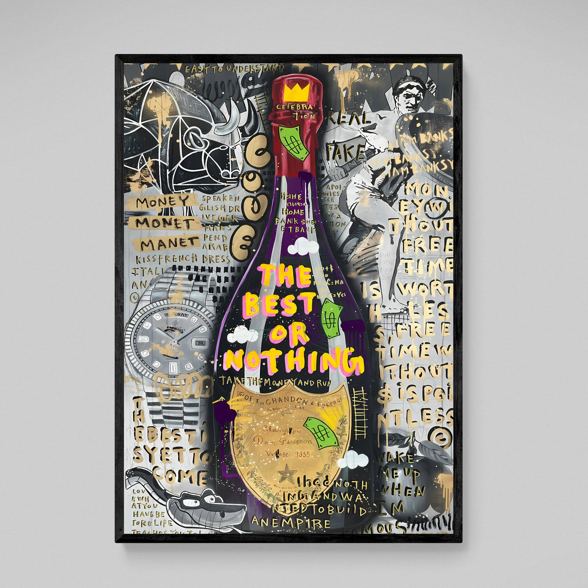 Luxury Champagne Graffiti Wall Art - The Trendy Art