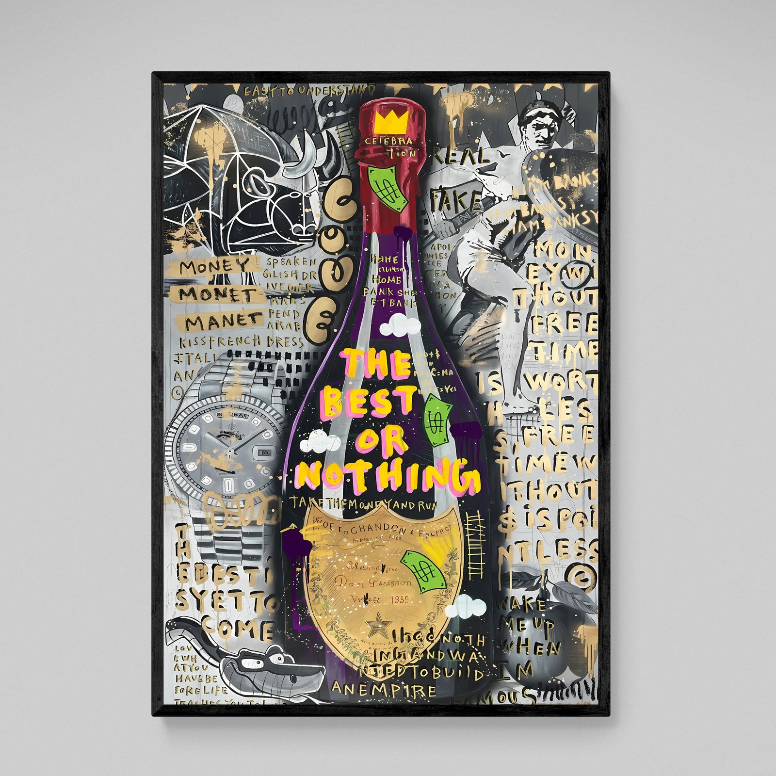 Luxury Champagne Graffiti Wall Art - The Trendy Art