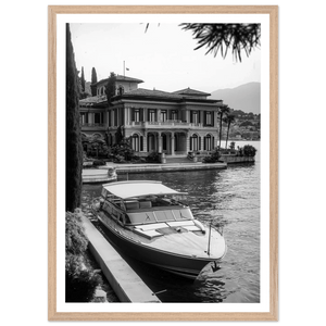 Luxury Lake Como Villa Black and White Wall Art - The Trendy Art