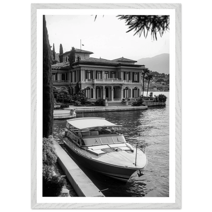 Luxury Lake Como Villa Black and White Wall Art - The Trendy Art