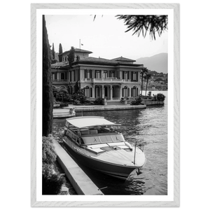 Luxury Lake Como Villa Black and White Wall Art - The Trendy Art