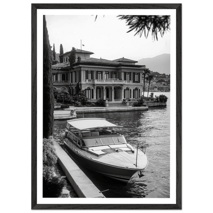 Luxury Lake Como Villa Black and White Wall Art - The Trendy Art