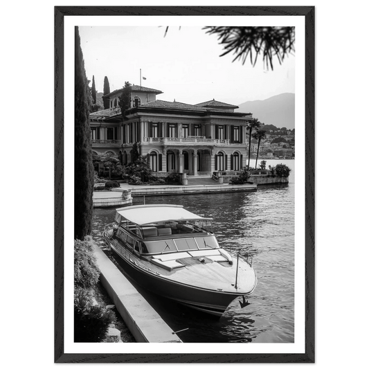 Luxury Lake Como Villa Black and White Wall Art - The Trendy Art