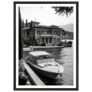 Luxury Lake Como Villa Black and White Wall Art - The Trendy Art