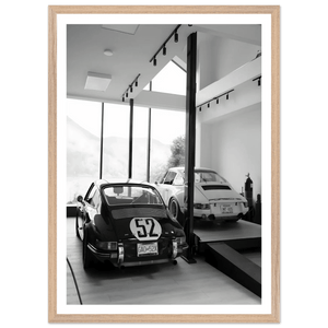 Luxury Porsche Garage Black and White Wall Art - The Trendy Art