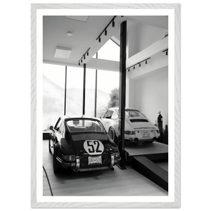 Luxury Porsche Garage Black and White Wall Art - The Trendy Art
