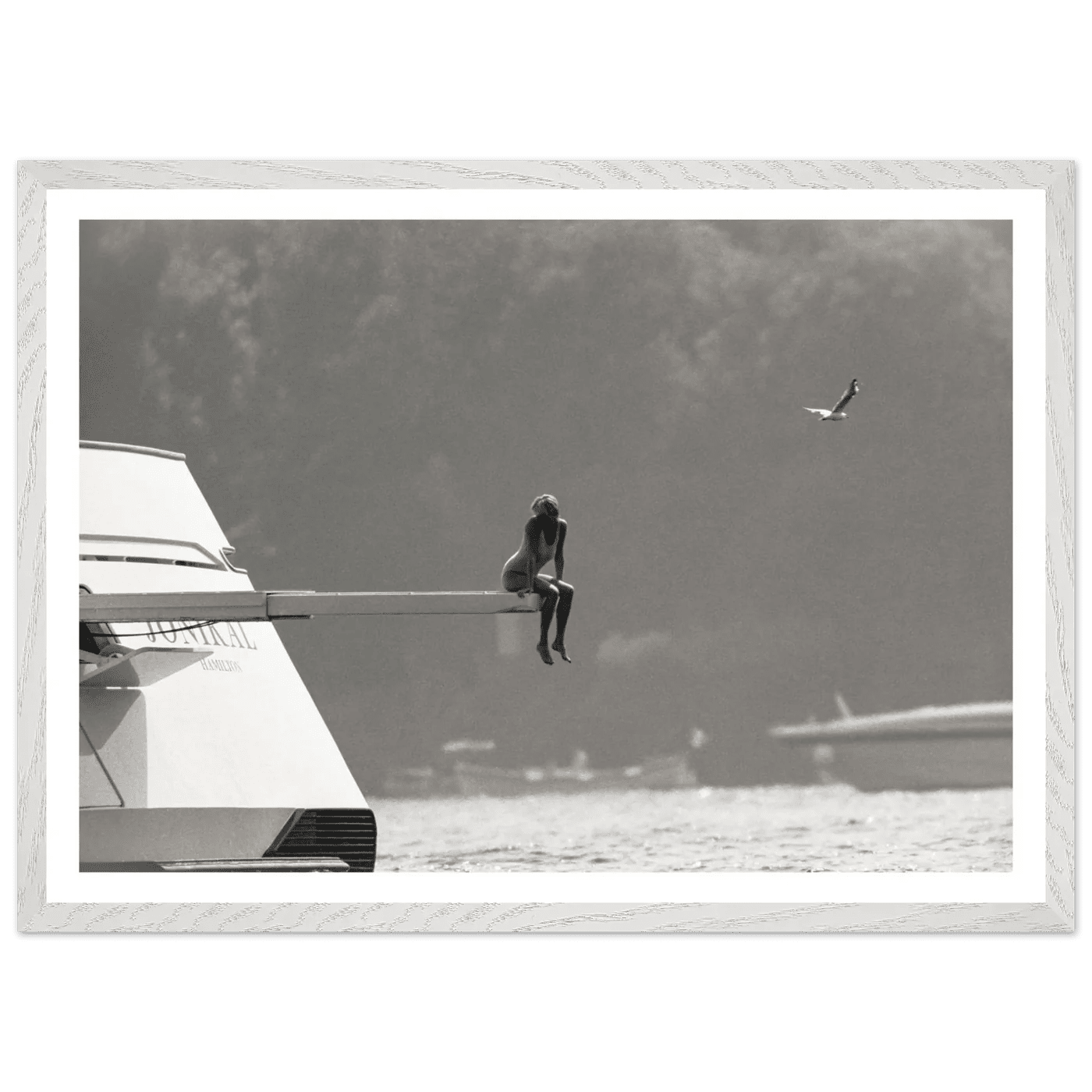 Minimal Luxury Yacht Black and White Wall Art - The Trendy Art