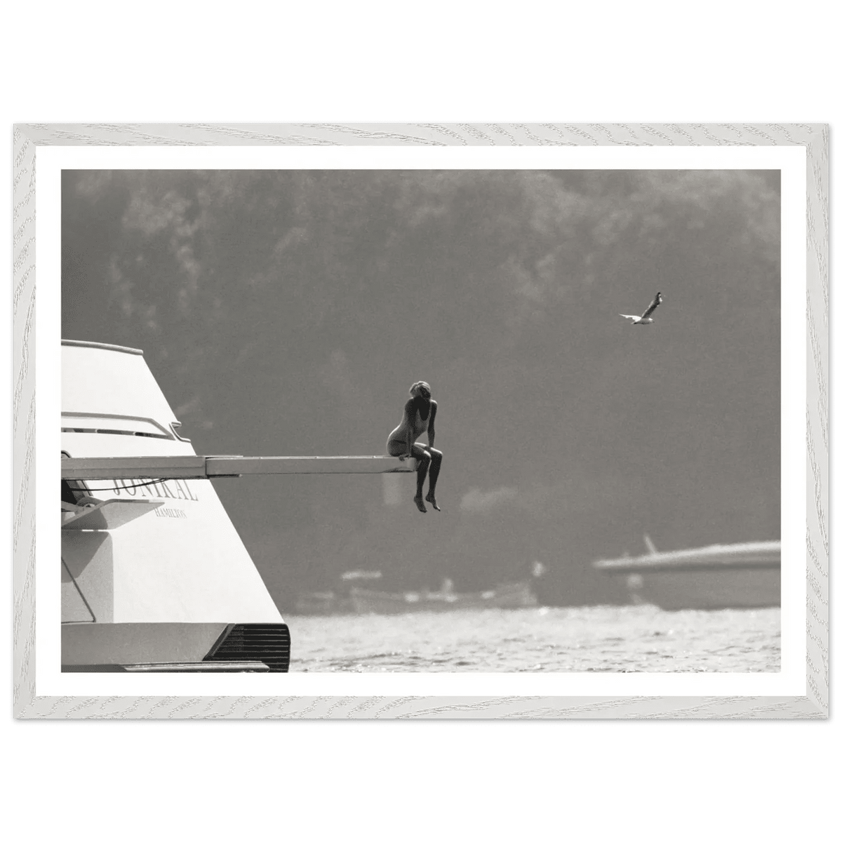 Minimal Luxury Yacht Black and White Wall Art - The Trendy Art