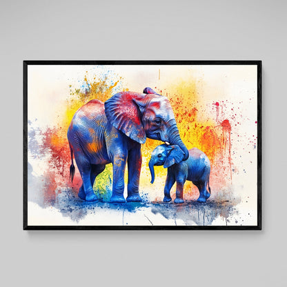 Mother & Baby Watercolor Elephant Wall Art - The Trendy Art