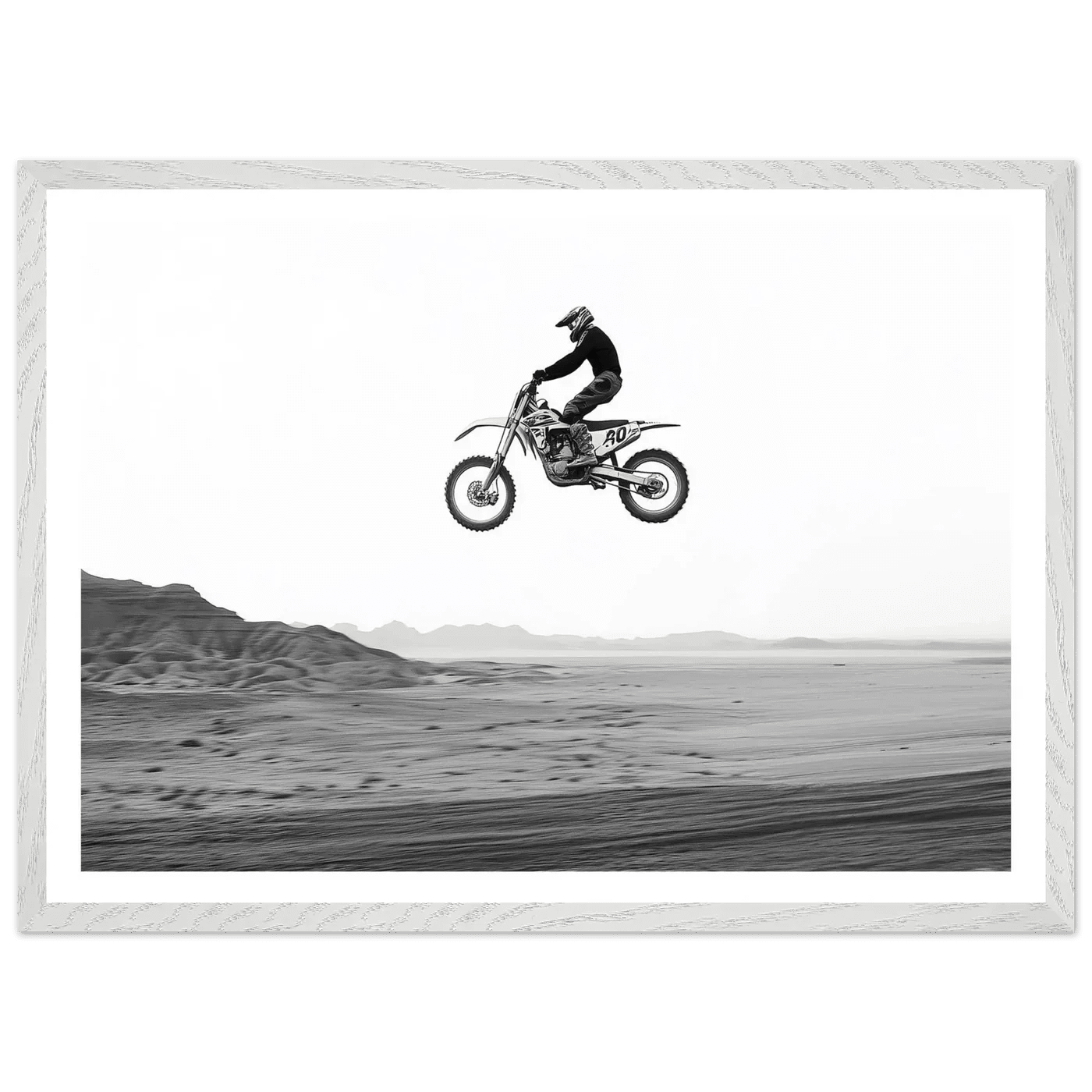 Motocross Desert Black and White Wall Art - The Trendy Art
