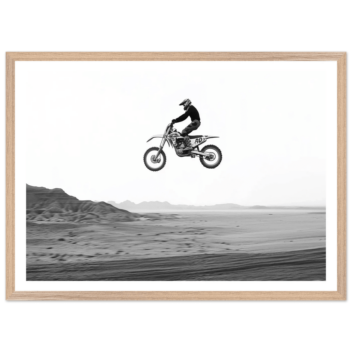 Motocross Desert Black and White Wall Art - The Trendy Art