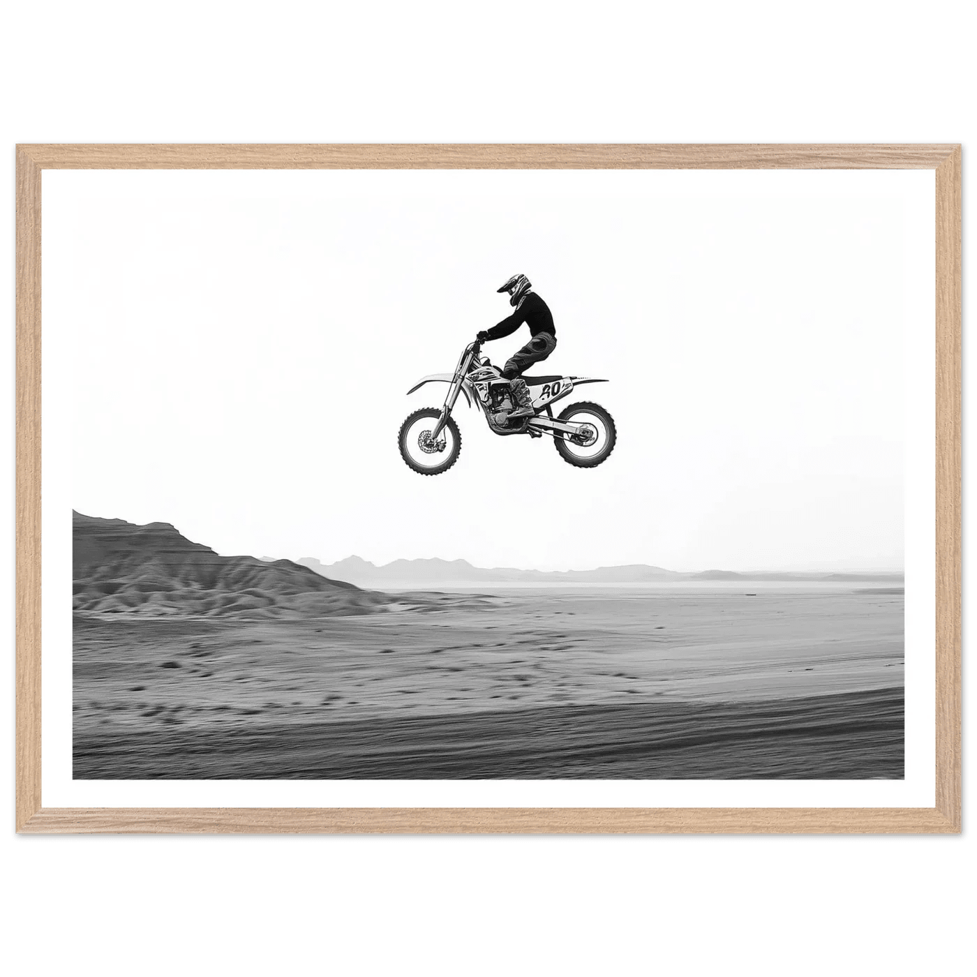 Motocross Desert Black and White Wall Art - The Trendy Art