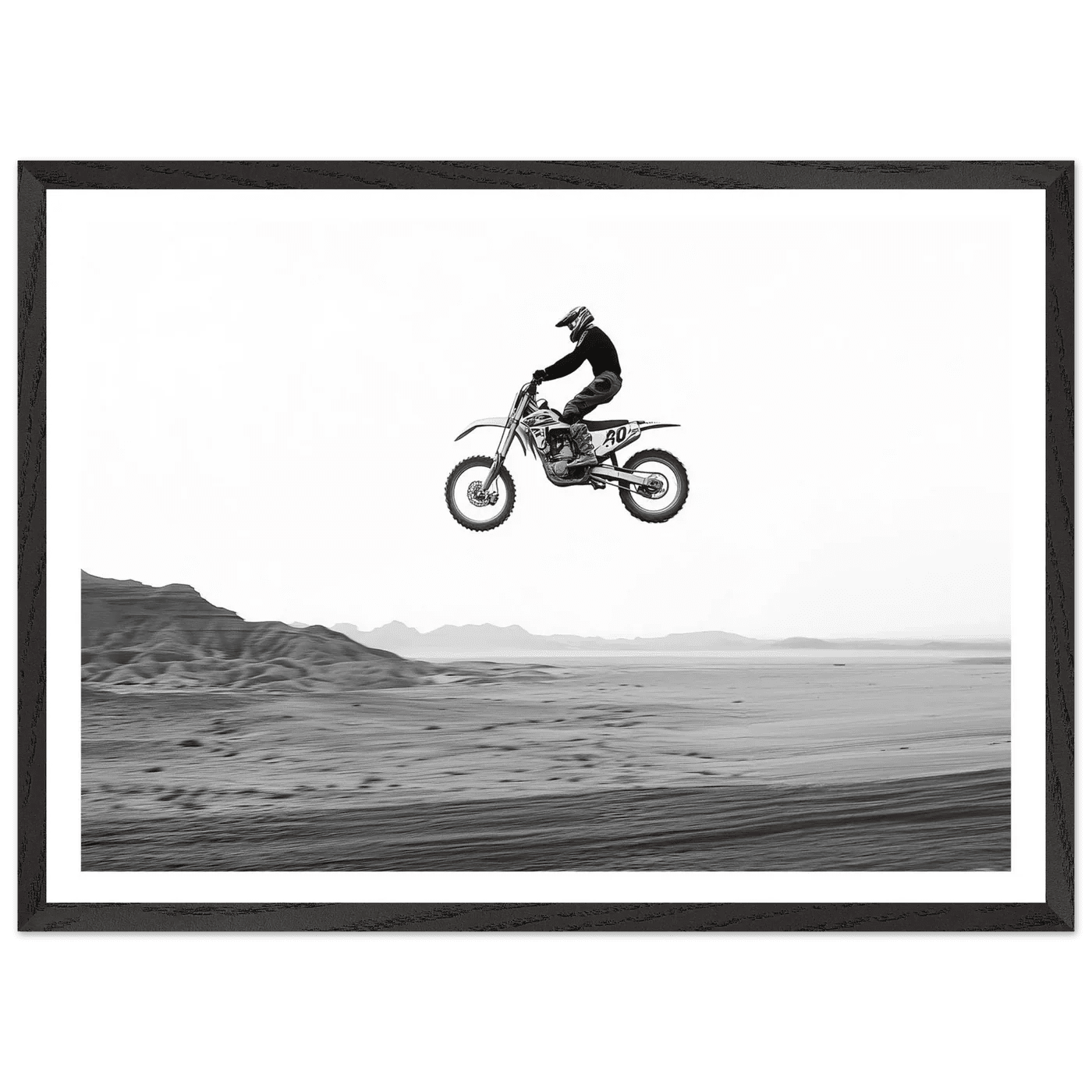 Motocross Desert Black and White Wall Art - The Trendy Art