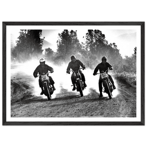 Motocross Racing Photography Black and White Wall Art - The Trendy Art
