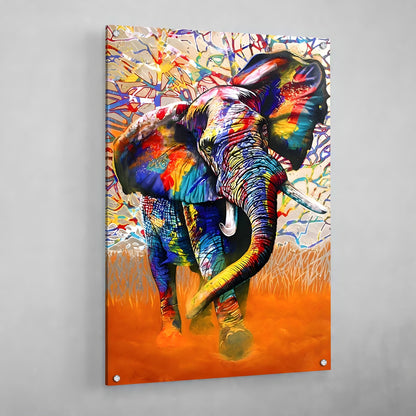 Multicolor Graffiti Elephant Wall Art - The Trendy Art